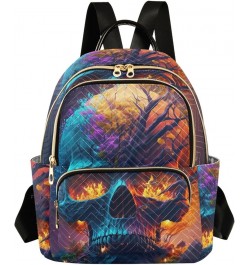 Women's Small Fashion Backpack Fire Skull Tree Print Ladies Travel Daypack Aesthetic Shoulder Bag 11.4×6.1×14.1 IN $18.55 Bac...