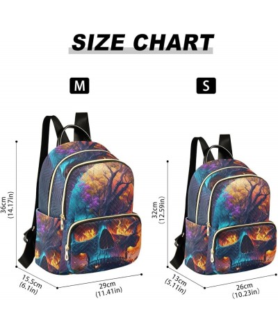 Women's Small Fashion Backpack Fire Skull Tree Print Ladies Travel Daypack Aesthetic Shoulder Bag 11.4×6.1×14.1 IN $18.55 Bac...