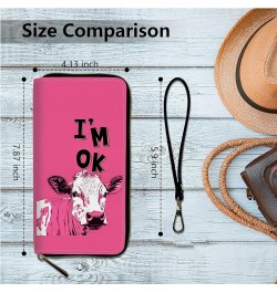 Women's Clutch Purse with Wrist Strap, Slim PU Leather Cell Phone Wallet Large Capacity Zipper Handbag Long Purse Credit Card...