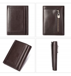 Genuine Leather Men's Money Organizers Business Card Cases Money Clips Cowhide RFID Blocking Wallets (Color : Khaki) Black $3...