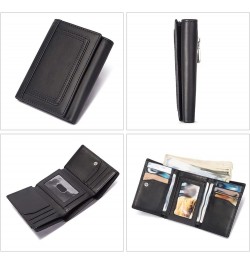 Genuine Leather Men's Money Organizers Business Card Cases Money Clips Cowhide RFID Blocking Wallets (Color : Khaki) Black $3...