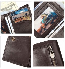 Genuine Leather Men's Money Organizers Business Card Cases Money Clips Cowhide RFID Blocking Wallets (Color : Khaki) Black $3...