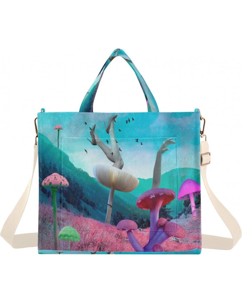 Women's Tote Handbags Tote Shoulder Bag Magic Pink Mushrooms Big Capacity Handbag for College Work Travel Business,S $14.16 T...