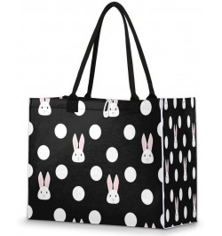 Cute Bunny Large Tote Bag Polka Dots Shoulder Bag For Women Teachers Nurses Work Shopping Travel Handbag Purse $9.53 Totes