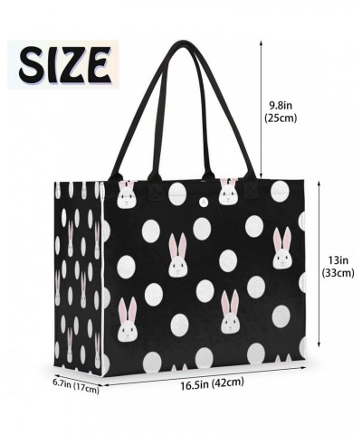 Cute Bunny Large Tote Bag Polka Dots Shoulder Bag For Women Teachers Nurses Work Shopping Travel Handbag Purse $9.53 Totes