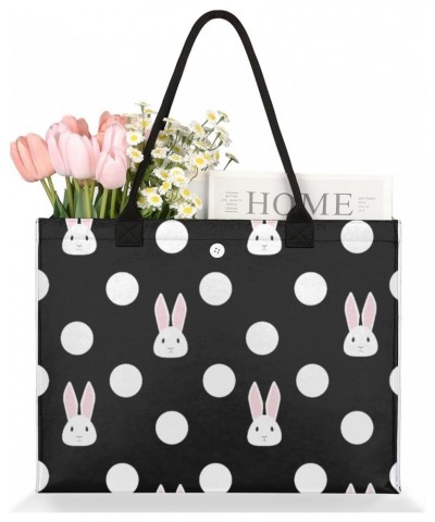 Cute Bunny Large Tote Bag Polka Dots Shoulder Bag For Women Teachers Nurses Work Shopping Travel Handbag Purse $9.53 Totes