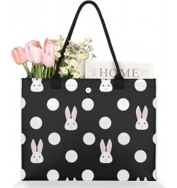 Cute Bunny Large Tote Bag Polka Dots Shoulder Bag For Women Teachers Nurses Work Shopping Travel Handbag Purse $9.53 Totes