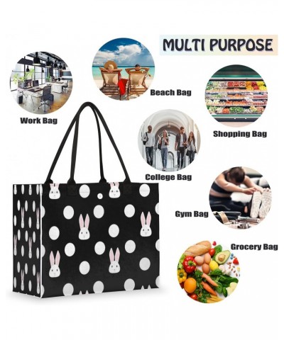 Cute Bunny Large Tote Bag Polka Dots Shoulder Bag For Women Teachers Nurses Work Shopping Travel Handbag Purse $9.53 Totes