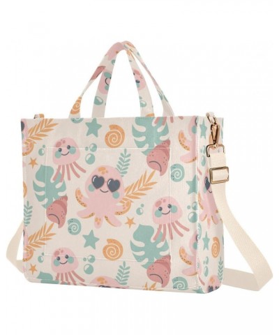 Cartoon Animal Pattern Corduroy Tote Versatile Shoulder Bag for Women with Zipper Magnetic Clasp，S $16.22 Totes