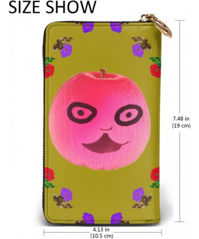 Funny Face Apple picture Leather long clutch wallet : Comfortable, lightweight, waterproof, durable 7.48 x 4.13 in $21.83 Clu...