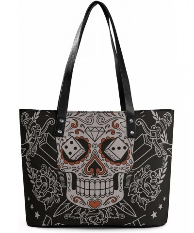 Womens Handbag Skull Leather Tote Bag Top Handle Satchel Bags For Lady $15.75 Totes