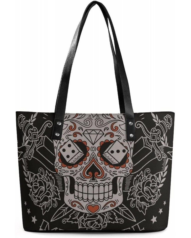 Womens Handbag Skull Leather Tote Bag Top Handle Satchel Bags For Lady $15.75 Totes