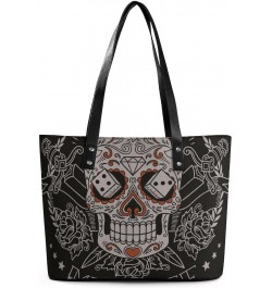 Womens Handbag Skull Leather Tote Bag Top Handle Satchel Bags For Lady $15.75 Totes