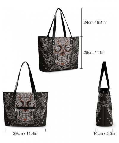 Womens Handbag Skull Leather Tote Bag Top Handle Satchel Bags For Lady $15.75 Totes