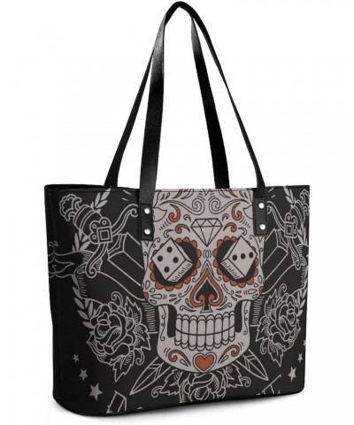 Womens Handbag Skull Leather Tote Bag Top Handle Satchel Bags For Lady $15.75 Totes