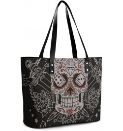 Womens Handbag Skull Leather Tote Bag Top Handle Satchel Bags For Lady $15.75 Totes