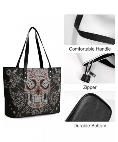 Womens Handbag Skull Leather Tote Bag Top Handle Satchel Bags For Lady $15.75 Totes