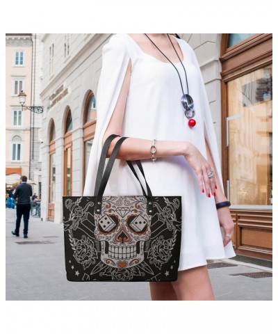 Womens Handbag Skull Leather Tote Bag Top Handle Satchel Bags For Lady $15.75 Totes