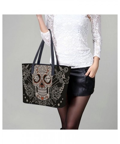 Womens Handbag Skull Leather Tote Bag Top Handle Satchel Bags For Lady $15.75 Totes