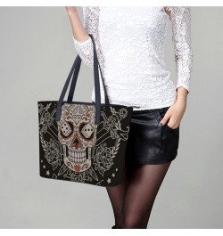 Womens Handbag Skull Leather Tote Bag Top Handle Satchel Bags For Lady $15.75 Totes