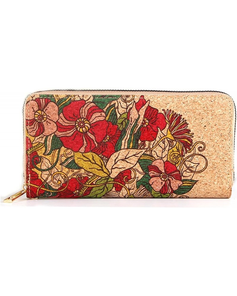 Womens Wallet Wristlet Long Purse Clutch Large Capacity Red -Floral $8.24 Wristlets