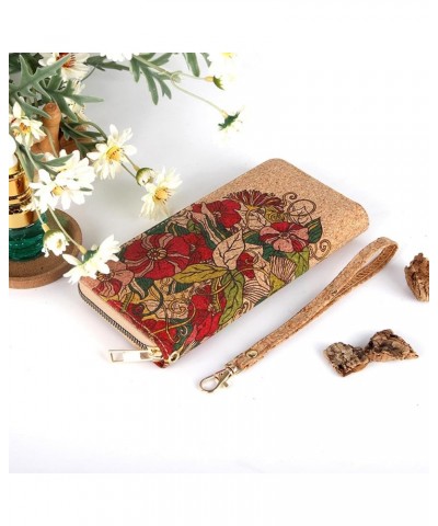 Womens Wallet Wristlet Long Purse Clutch Large Capacity Red -Floral $8.24 Wristlets