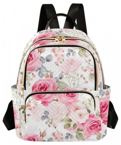 Pink Rose Flower Backpack Purse for Women Small Travel Bag Fashion Daypack M 202a3632 S(10.23"x5.11"x12.59") 202a3632 $23.36 ...