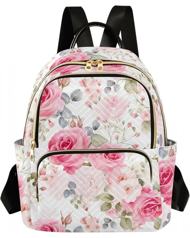 Pink Rose Flower Backpack Purse for Women Small Travel Bag Fashion Daypack M 202a3632 S(10.23"x5.11"x12.59") 202a3632 $23.36 ...