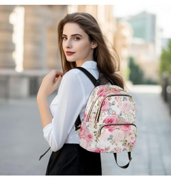 Pink Rose Flower Backpack Purse for Women Small Travel Bag Fashion Daypack M 202a3632 S(10.23"x5.11"x12.59") 202a3632 $23.36 ...