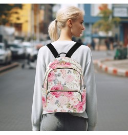 Pink Rose Flower Backpack Purse for Women Small Travel Bag Fashion Daypack M 202a3632 S(10.23"x5.11"x12.59") 202a3632 $23.36 ...