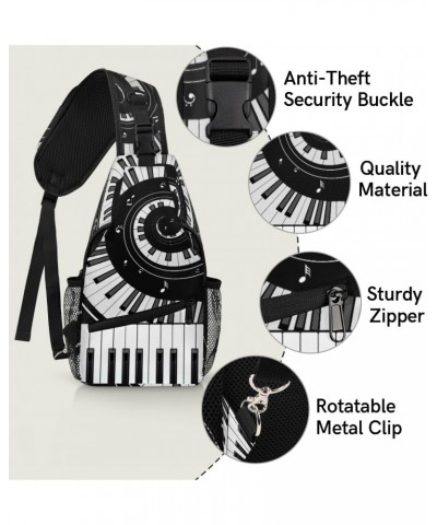 Piano Keys Music Notes Sling Crossbody Bag for Women Men, Sling Backpack Travel Hiking Casual Daypack Chest Bag Purse Shoulde...