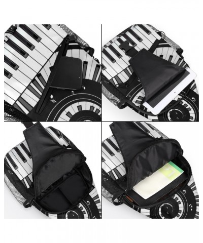 Piano Keys Music Notes Sling Crossbody Bag for Women Men, Sling Backpack Travel Hiking Casual Daypack Chest Bag Purse Shoulde...