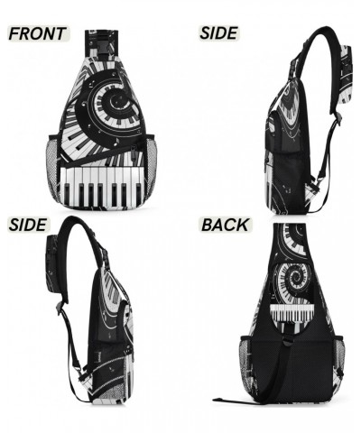 Piano Keys Music Notes Sling Crossbody Bag for Women Men, Sling Backpack Travel Hiking Casual Daypack Chest Bag Purse Shoulde...