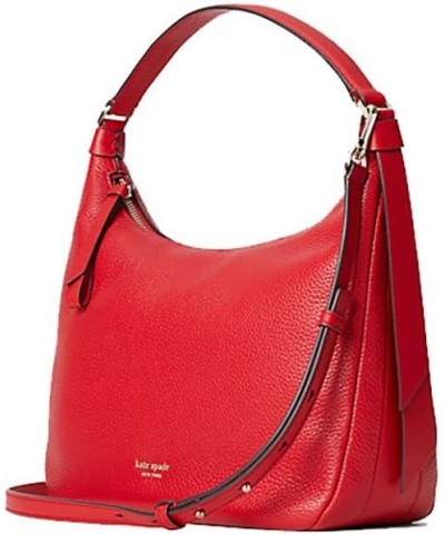 Women's Leather Lake Small Hobo Shoulder Bag (Hot Chili) $62.73 Hobo Bags