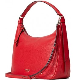 Women's Leather Lake Small Hobo Shoulder Bag (Hot Chili) $62.73 Hobo Bags