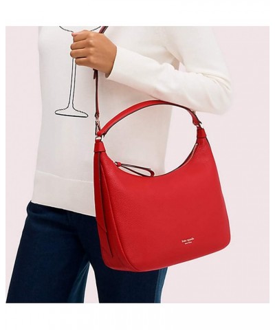 Women's Leather Lake Small Hobo Shoulder Bag (Hot Chili) $62.73 Hobo Bags