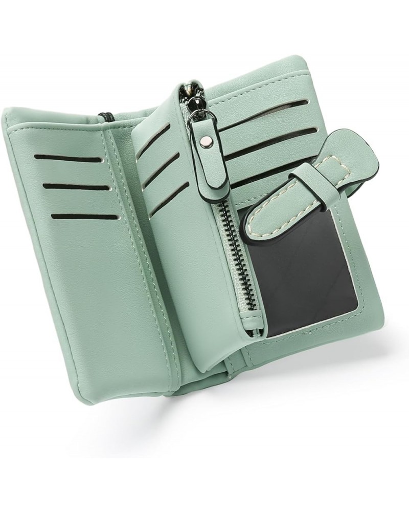 Wallets for Women Leather Trifold Ladies Clutch Card Holder Coin Purse Handbag Wallet with Zipper Pocket Type 2 Light Green $...