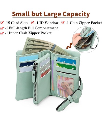 Wallets for Women Leather Trifold Ladies Clutch Card Holder Coin Purse Handbag Wallet with Zipper Pocket Type 2 Light Green $...