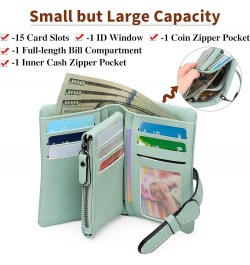 Wallets for Women Leather Trifold Ladies Clutch Card Holder Coin Purse Handbag Wallet with Zipper Pocket Type 2 Light Green $...