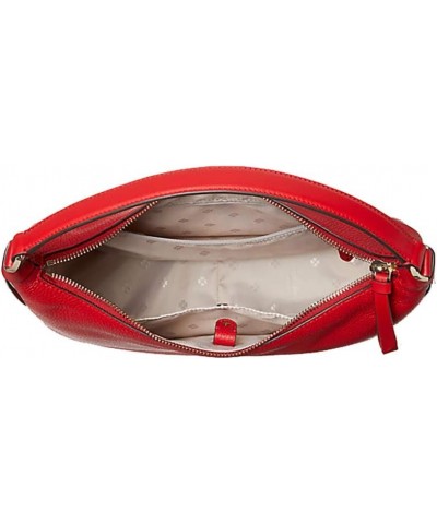 Women's Leather Lake Small Hobo Shoulder Bag (Hot Chili) $62.73 Hobo Bags