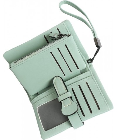 Wallets for Women Leather Trifold Ladies Clutch Card Holder Coin Purse Handbag Wallet with Zipper Pocket Type 2 Light Green $...