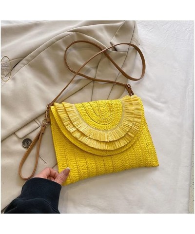 Hobo Straw Bags for Women, Woven Colorful Beach Crossbody Bag Sling Purse Straw Daypack Mini Packs for Women Beach Pool Yello...