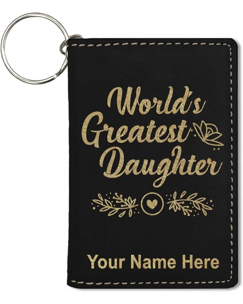 ID Holder Wallet, World's Greatest Daughter, Personalized Engraving Included (Teal) Black with Gold $11.76 Wallets