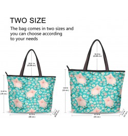 QMXO Animal Pig Floral Flower Handbags and Purse for Women Tote Bag Large Capacity Top Handle Shopper Shoulder Bag $12.65 Totes