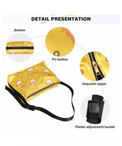 Cute Yellow Lion Boys Side Bag Crossbody Leather Womens Bags Crossbody Waterproof Bag $16.82 Hobo Bags