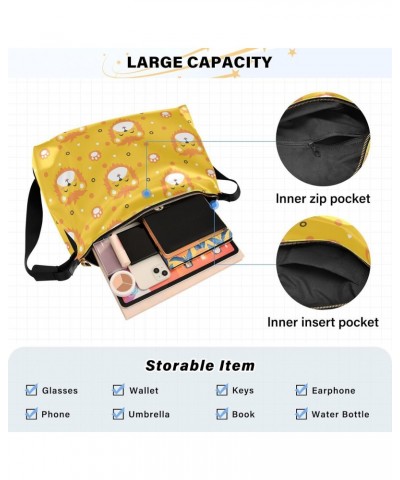 Cute Yellow Lion Boys Side Bag Crossbody Leather Womens Bags Crossbody Waterproof Bag $16.82 Hobo Bags