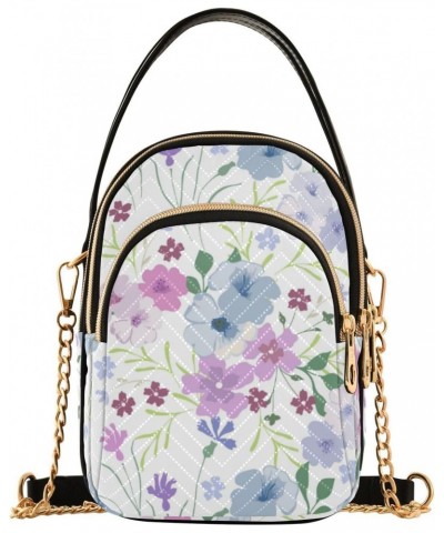 Puple Floral Flowers Crossbody Bags for Women Small Shoulder with Detachable Straps, Trendy Cell Phone Purse Shoulder Handbag...