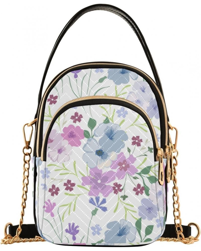 Puple Floral Flowers Crossbody Bags for Women Small Shoulder with Detachable Straps, Trendy Cell Phone Purse Shoulder Handbag...