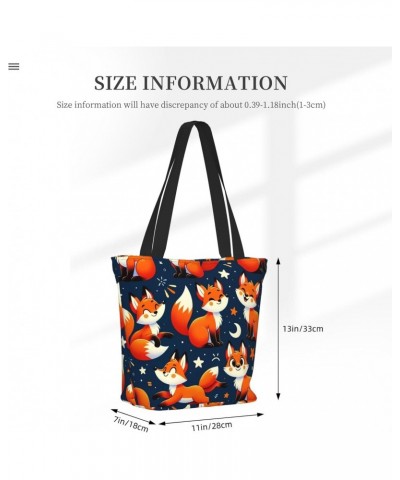 Women Shoulder Bag Kawaii-Cute-Fox-Funny Foldable Tote Bag With Zipper Closure Casual Shopping Purse Daily Bag $18.24 Totes