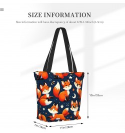 Women Shoulder Bag Kawaii-Cute-Fox-Funny Foldable Tote Bag With Zipper Closure Casual Shopping Purse Daily Bag $18.24 Totes